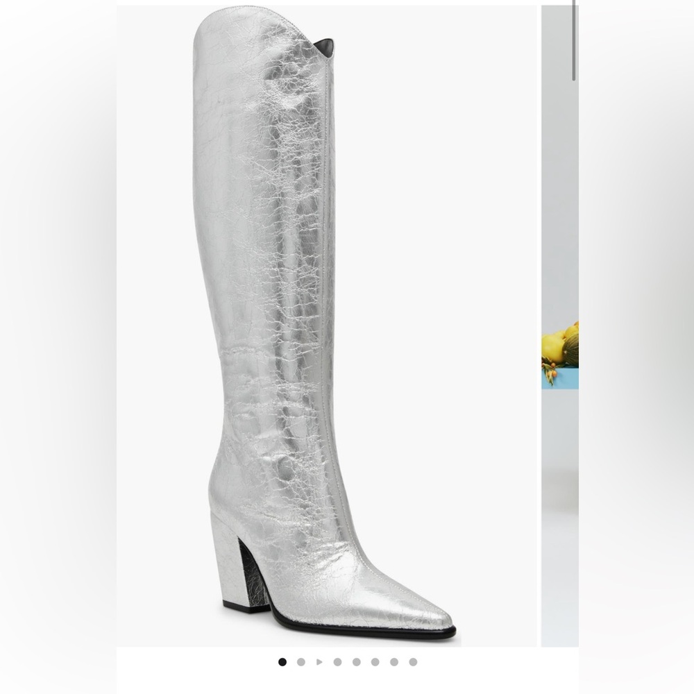 SILVER Cracked leather Croft boots